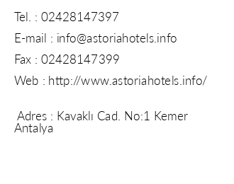 Astoria Hotel iletiim bilgileri